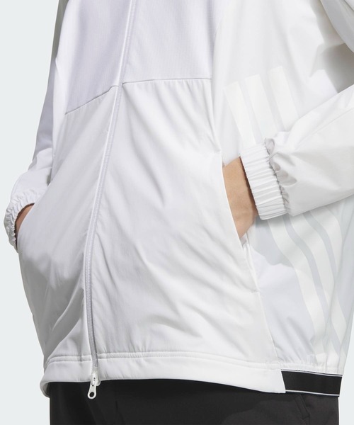   GOLF ホワイト　フード付き　フルジップ 防風フルジップジャケット【adidas Golf/アディダスゴルフ】（ナイロン