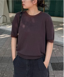 INTER FACTORY | あいり - Bicolor Knit Tee/バイカラーニットTシャツ(Tシャツ/カットソー)