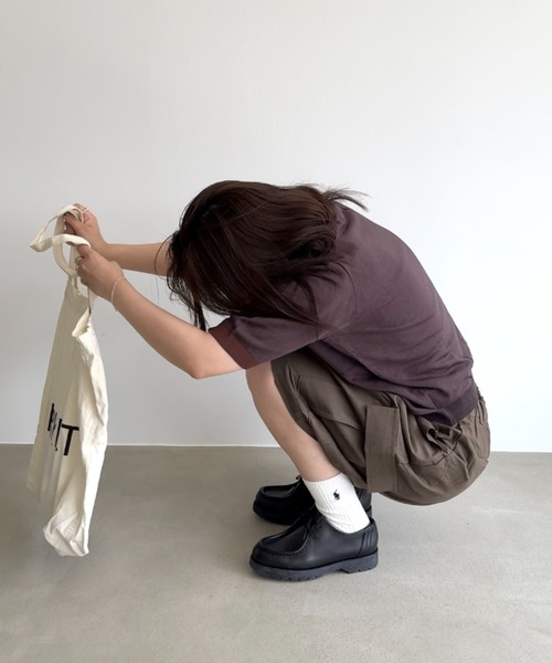 INTER FACTORY（インターファクトリー）の「あいり - Bicolor Knit Tee/バイカラーニットTシャツ（Tシャツ/カットソー・レディース・ブラウン/ネイビー・MEDIUM/SMALL）」の6枚目の写真