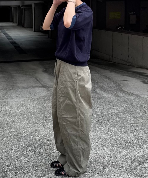 INTER FACTORY（インターファクトリー）の「あいり - Bicolor Knit Tee/バイカラーニットTシャツ（Tシャツ/カットソー・レディース・ブラウン/ネイビー・MEDIUM/SMALL）」の7枚目の写真