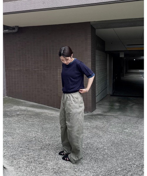 INTER FACTORY（インターファクトリー）の「あいり - Bicolor Knit Tee/バイカラーニットTシャツ（Tシャツ/カットソー・レディース・ブラウン/ネイビー・MEDIUM/SMALL）」の13枚目の写真