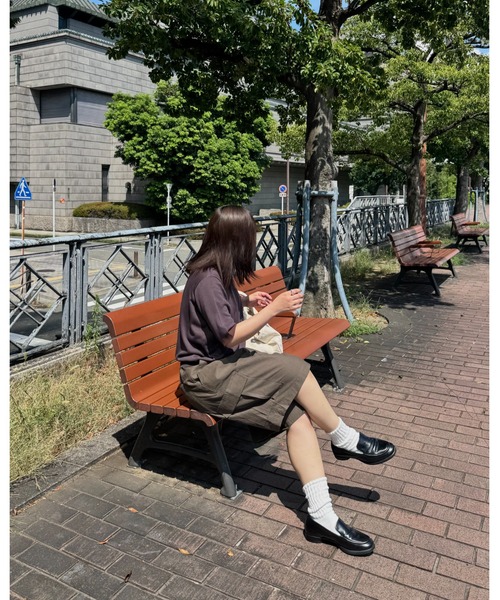 INTER FACTORY（インターファクトリー）の「あいり - Bicolor Knit Tee/バイカラーニットTシャツ（Tシャツ/カットソー・レディース・ブラウン/ネイビー・MEDIUM/SMALL）」の16枚目の写真