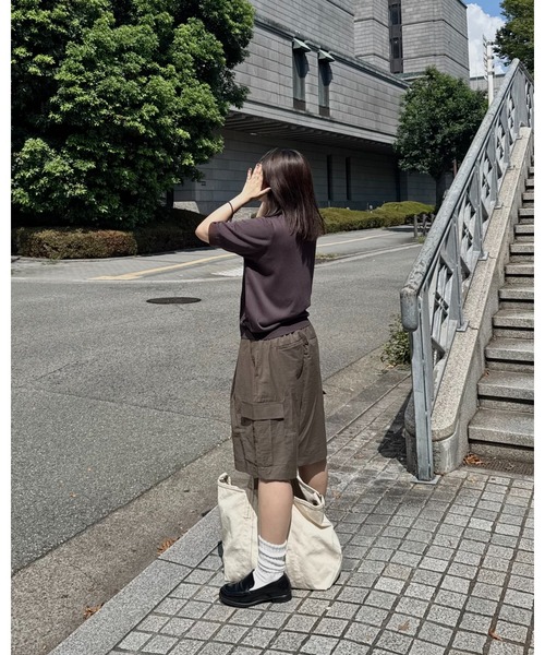 INTER FACTORY（インターファクトリー）の「あいり - Bicolor Knit Tee/バイカラーニットTシャツ（Tシャツ/カットソー・レディース・ブラウン/ネイビー・MEDIUM/SMALL）」の17枚目の写真