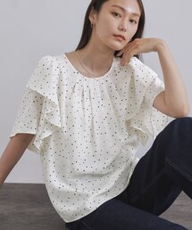 25①⑦③LA BOUTIQUE ドット フリルトップス size38 01_001.jpg