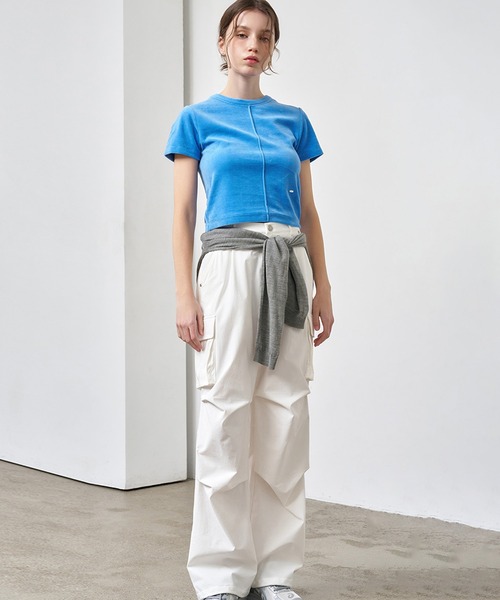 GENERAL IDEA(ジェネラルアイデア)の「GENERAL IDEA/ジェネラルアイディア velour pintuck half t-shirts Tシャツ(Tシャツ/カットソー・レディース・ブルー/ピンク・L/S)」の9枚目の写真