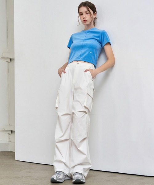 GENERAL IDEA(ジェネラルアイデア)の「GENERAL IDEA/ジェネラルアイディア velour pintuck half t-shirts Tシャツ(Tシャツ/カットソー・レディース・ブルー/ピンク・L/S)」の10枚目の写真