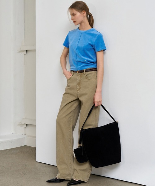 GENERAL IDEA(ジェネラルアイデア)の「GENERAL IDEA/ジェネラルアイディア velour pintuck half t-shirts Tシャツ(Tシャツ/カットソー・レディース・ブルー/ピンク・L/S)」の11枚目の写真