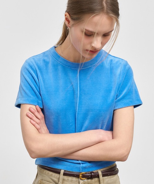 GENERAL IDEA(ジェネラルアイデア)の「GENERAL IDEA/ジェネラルアイディア velour pintuck half t-shirts Tシャツ(Tシャツ/カットソー・レディース・ブルー/ピンク・L/S)」の6枚目の写真