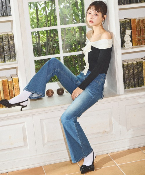 Lallana(ララーナ)の「Pocket Frill Flare Denimpants / ポケットフリルフレアデニムパンツ(デニムパンツ・レディース・インディゴブルー/ブルー・MEDIUM/SMALL)」の6枚目の写真