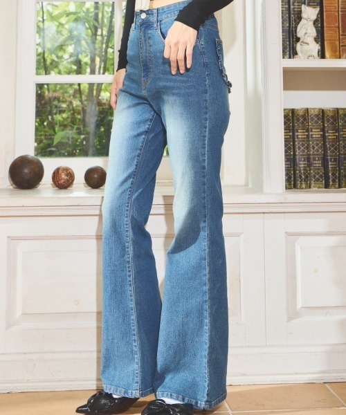 Pocket Frill Flare Denimpants / ポケットフリルフレアデニムパンツ