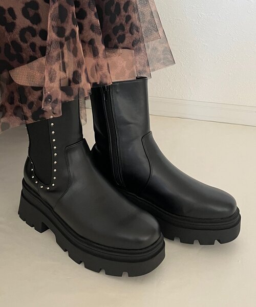 prose verse（プロズヴェール）の「スタッズサイドゴアトラックソールショートブーツ（ブーツ・レディース・ブラック・X-LARGE/LARGE/MEDIUM/SMALL）」の8枚目の写真