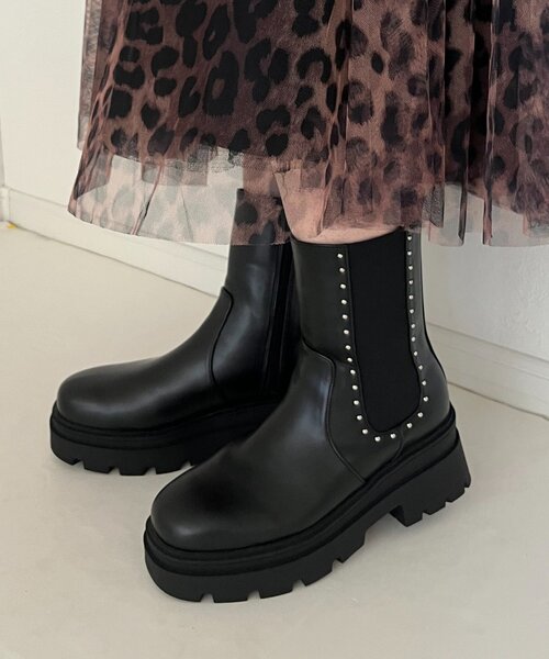 prose verse（プロズヴェール）の「スタッズサイドゴアトラックソールショートブーツ（ブーツ・レディース・ブラック・X-LARGE/LARGE/MEDIUM/SMALL）」の9枚目の写真