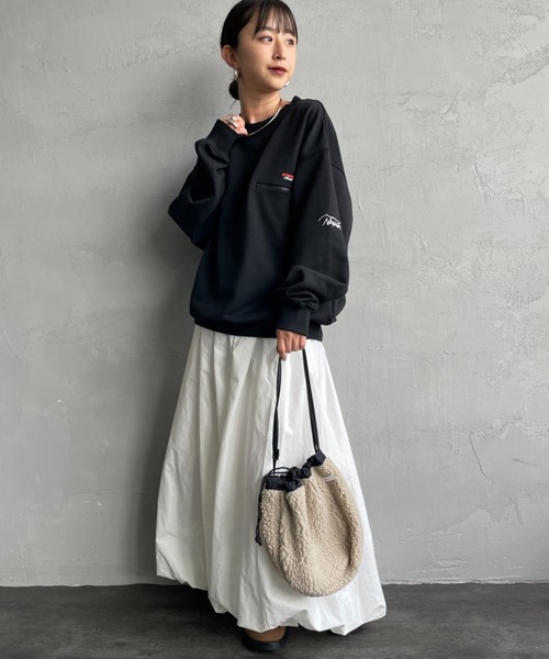 NANGA/ナンガ] 別注 ワンポイントロゴ刺繍 ジップポケットスウェット