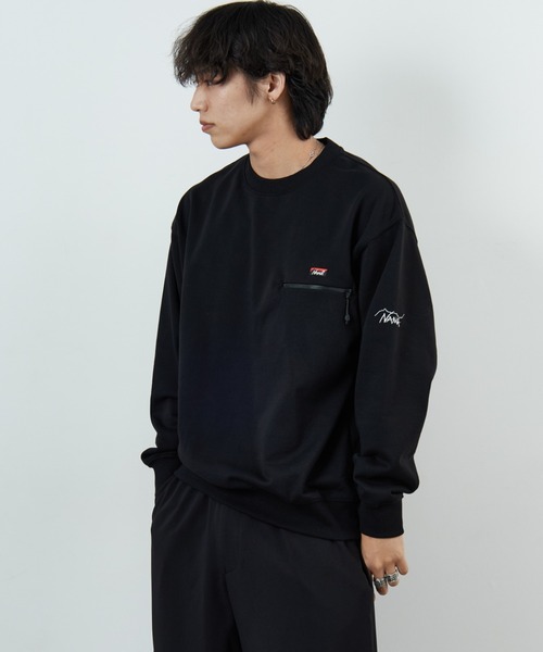 NANGA/ナンガ] 別注 ワンポイントロゴ刺繍 ジップポケットスウェット