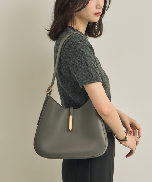 NEUNA（ヌナ）の「【ポーチ付き！】ラウンドトートバッグ（ショルダーバッグ・レディース・ブラウン/グレー/アイボリー/ブラック/カーキ・FREE）」の3枚目の写真