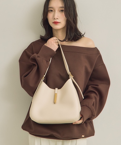 NEUNA（ヌナ）の「【ポーチ付き！】ラウンドトートバッグ（ショルダーバッグ・レディース・ブラウン/グレー/アイボリー/ブラック/カーキ・FREE）」の2枚目の写真