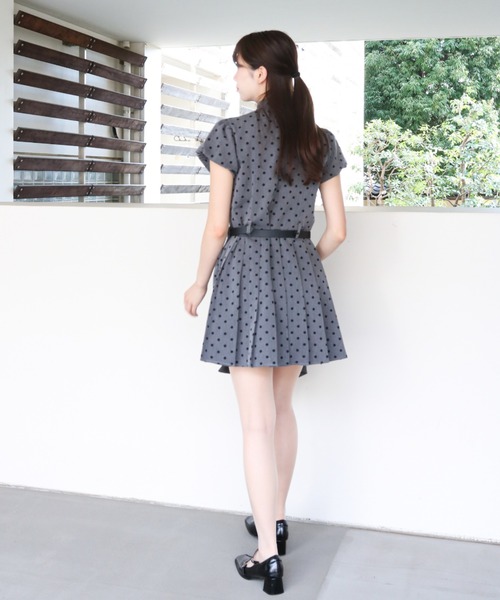 a lot of love(ア ロット オブ ラブ)の「ドットパターン リボンタイ ワンピース(ワンピース・レディース・グレー・M/L/XL)」の5枚目の写真