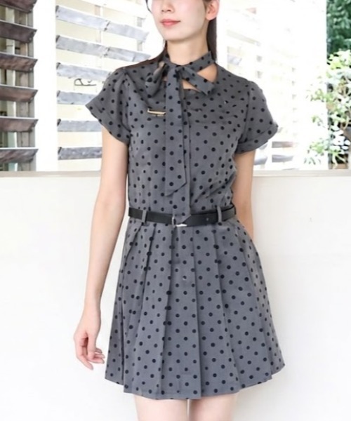 a lot of love(ア ロット オブ ラブ)の「ドットパターン リボンタイ ワンピース(ワンピース・レディース・グレー・M/L/XL)」の10枚目の写真