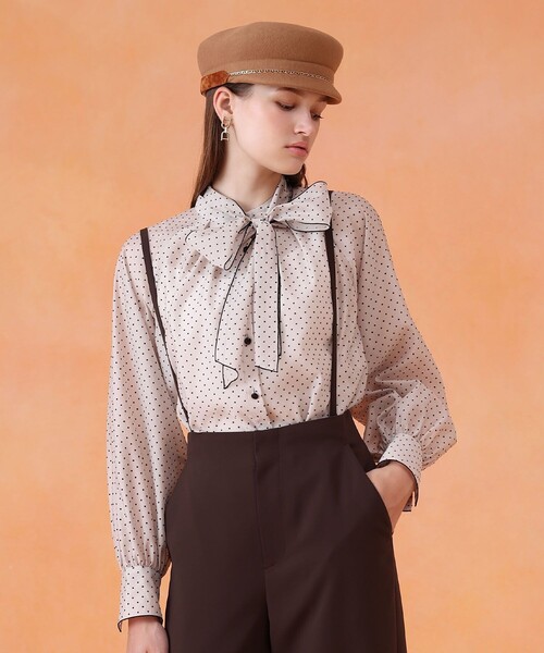 ANAYIリボン付きブラウス ANAYI リボン付きブラウス ドットオーガンジーリボンブラウス（シャツ