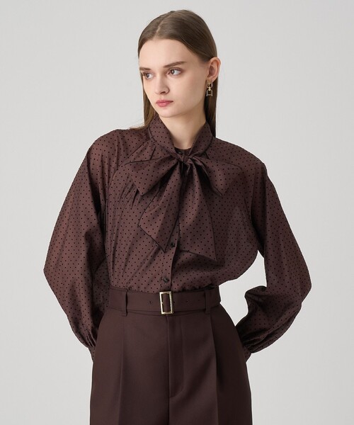 ドットオーガンジーリボンブラウス（シャツ/ブラウス）｜ANAYI（アナイ