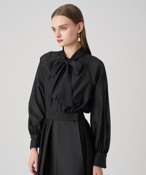 ドットオーガンジーリボンブラウス（シャツ/ブラウス）｜ANAYI（アナイ