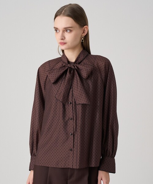 ドットオーガンジーリボンブラウス（シャツ/ブラウス）｜ANAYI（アナイ