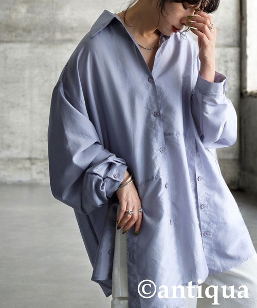 antiqua(アンティカ)の「グロスシャツ(シャツ/ブラウス・レディース・ブラック/ライトグレー/ホワイト・ONESIZE)」の3枚目の写真