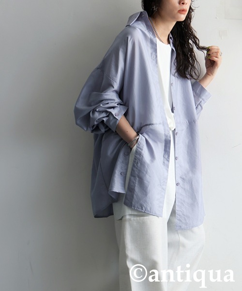antiqua(アンティカ)の「グロスシャツ(シャツ/ブラウス・レディース・ブラック/ライトグレー/ホワイト・ONESIZE)」の4枚目の写真