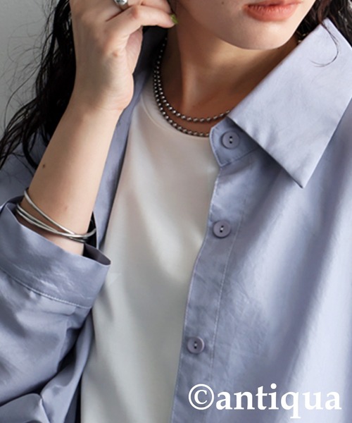 antiqua(アンティカ)の「グロスシャツ(シャツ/ブラウス・レディース・ブラック/ライトグレー/ホワイト・ONESIZE)」の5枚目の写真