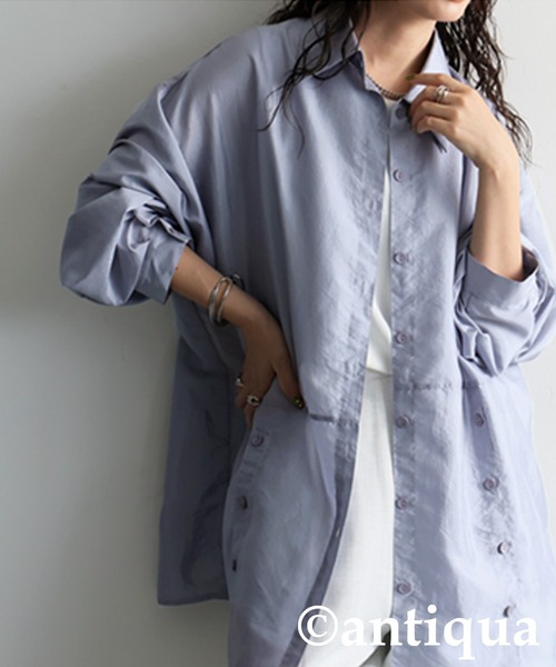 antiqua(アンティカ)の「グロスシャツ(シャツ/ブラウス・レディース・ブラック/ライトグレー/ホワイト・ONESIZE)」の6枚目の写真