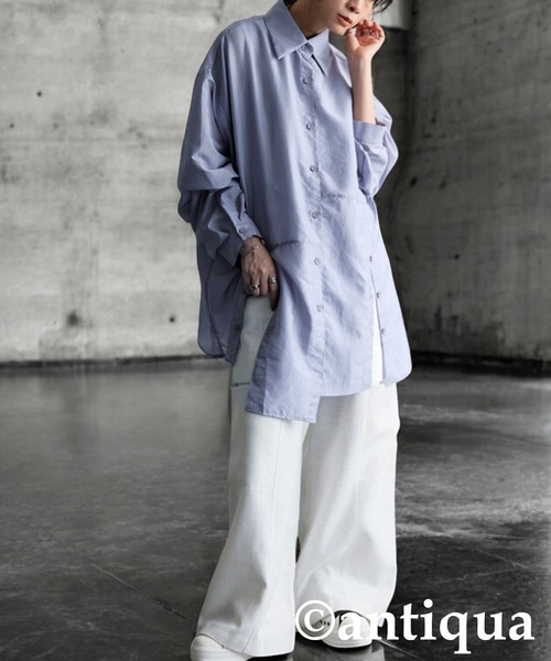 antiqua(アンティカ)の「グロスシャツ(シャツ/ブラウス・レディース・ブラック/ライトグレー/ホワイト・ONESIZE)」の7枚目の写真