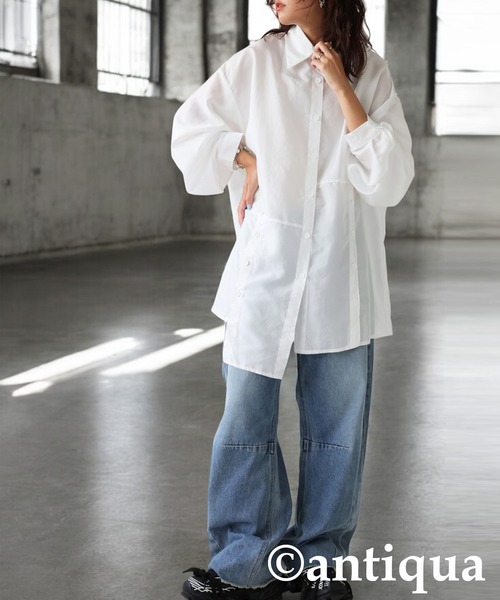 antiqua(アンティカ)の「グロスシャツ(シャツ/ブラウス・レディース・ブラック/ライトグレー/ホワイト・ONESIZE)」の18枚目の写真
