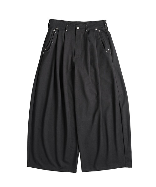 WISH FOR EVER（ウィッシュフォーエバー）の「ASSORT SUPER BAGGY STUDS DESIGNS DOUBLE POCKET SLACKS（SETUP）/アソートスーパーバギースタッズデザインダブルポケットスラックス(セットアップ)（スラックス・メンズ・ブラック/その他/チャコールグレー・LARGE/MEDIUM/SMALL）」の8枚目の写真