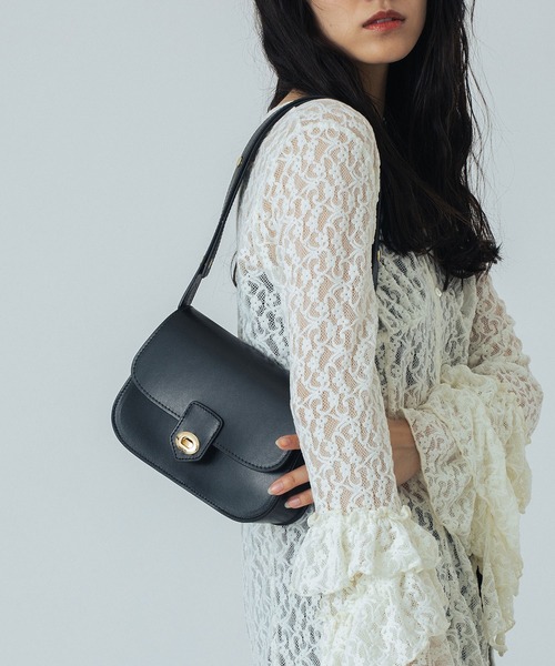 ROSE BUD(ローズバッド)の「(MILLELA FIRENZE)SMOOTH LEATHER SHOULDER BAG(ショルダーバッグ・レディース・ブラック/バーガンディー・ONE SIZE)」の1枚目の写真