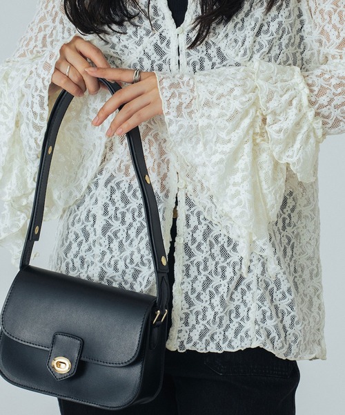 ROSE BUD(ローズバッド)の「(MILLELA FIRENZE)SMOOTH LEATHER SHOULDER BAG(ショルダーバッグ・レディース・ブラック/バーガンディー・ONE SIZE)」の5枚目の写真