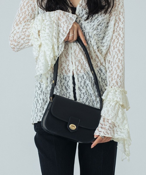 ROSE BUD(ローズバッド)の「(MILLELA FIRENZE)SMOOTH LEATHER SHOULDER BAG(ショルダーバッグ・レディース・ブラック/バーガンディー・ONE SIZE)」の6枚目の写真