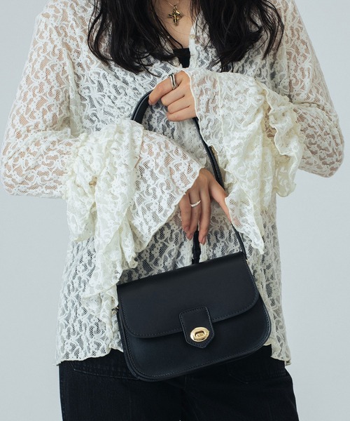 ROSE BUD(ローズバッド)の「(MILLELA FIRENZE)SMOOTH LEATHER SHOULDER BAG(ショルダーバッグ・レディース・ブラック/バーガンディー・ONE SIZE)」の7枚目の写真