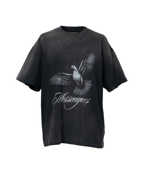 KAMIYA（カミヤ）の「"Messenger Pigeon" Distressed T-shirt（Tシャツ/カットソー・メンズ・ブラック/ホワイト・M/S）」の2枚目の写真