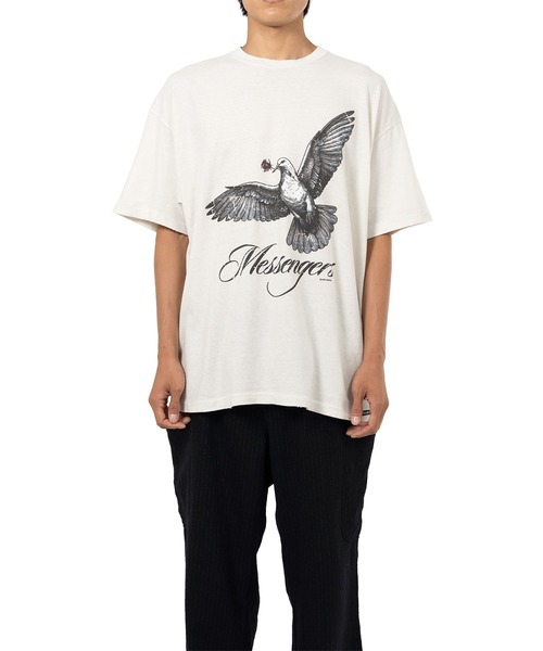 KAMIYA（カミヤ）の「"Messenger Pigeon" Distressed T-shirt（Tシャツ/カットソー・メンズ・ブラック/ホワイト・M/S）」の3枚目の写真