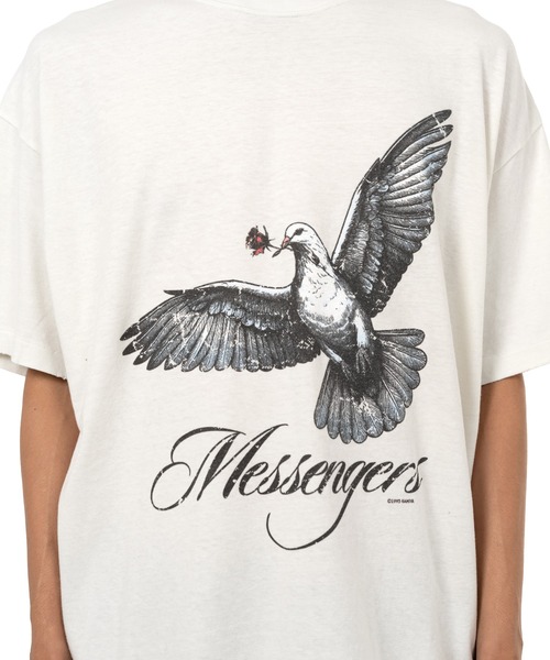 KAMIYA（カミヤ）の「"Messenger Pigeon" Distressed T-shirt（Tシャツ/カットソー・メンズ・ブラック/ホワイト・M/S）」の6枚目の写真