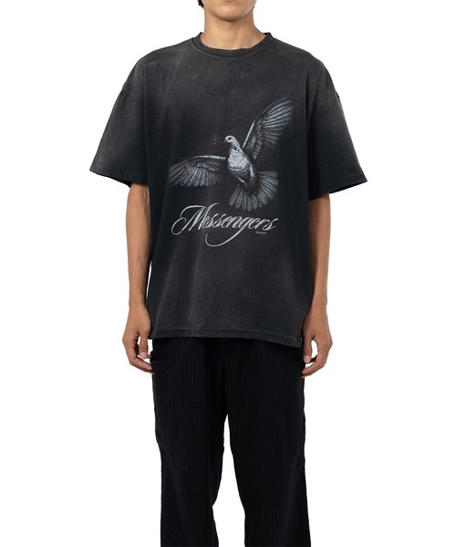 KAMIYA（カミヤ）の「"Messenger Pigeon" Distressed T-shirt（Tシャツ/カットソー・メンズ・ブラック/ホワイト・M/S）」の9枚目の写真