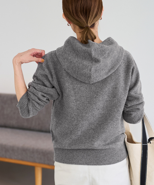 フレームワーク　圧縮ウールフードプルオーバー　グレー ≪追加≫圧縮ウールフードプルオーバー（ニット/セーター）｜FRAMeWORK
