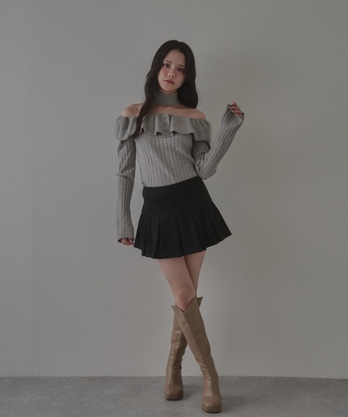 M DOLLY(エムドリー)の「pleats dolcina skirt / プリーツドルチーナスカート(スカート・レディース・ブラック/ブラウン・S/M)」の7枚目の写真