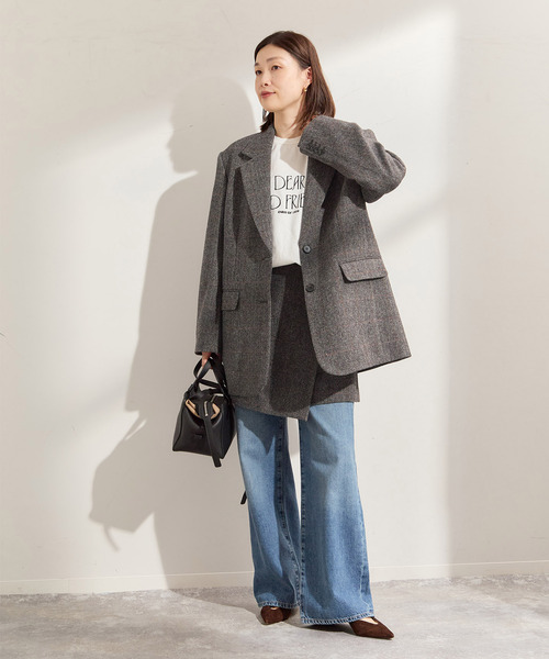 journal standard L'essage（ジャーナルスタンダードレサージュ）の「シェットランドウールチェックラップスカート（スカート・レディース・ブラウン系その他/チャコールグレー・FREE）」の3枚目の写真