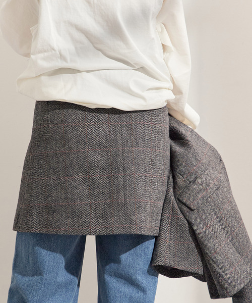 journal standard L'essage（ジャーナルスタンダードレサージュ）の「シェットランドウールチェックラップスカート（スカート・レディース・ブラウン系その他/チャコールグレー・FREE）」の8枚目の写真