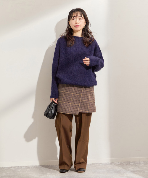 journal standard L'essage（ジャーナルスタンダードレサージュ）の「シェットランドウールチェックラップスカート（スカート・レディース・ブラウン系その他/チャコールグレー・FREE）」の10枚目の写真