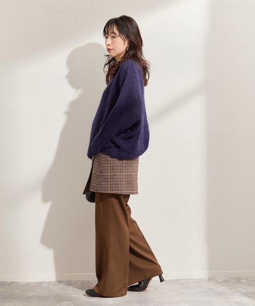 journal standard L'essage（ジャーナルスタンダードレサージュ）の「シェットランドウールチェックラップスカート（スカート・レディース・ブラウン系その他/チャコールグレー・FREE）」の11枚目の写真