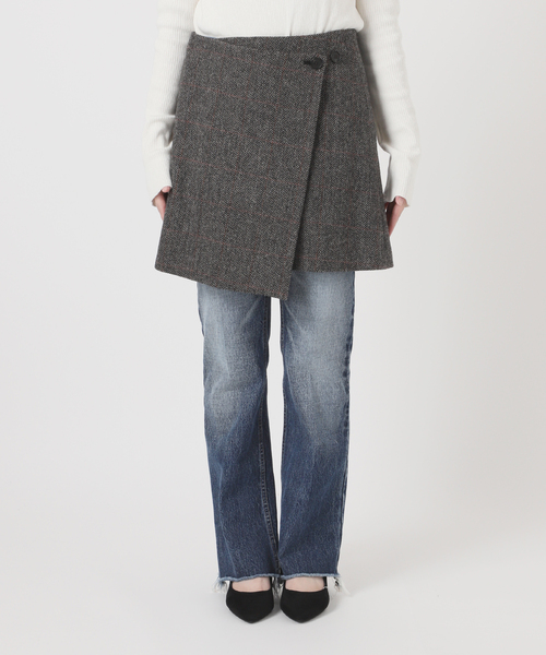 journal standard L'essage（ジャーナルスタンダードレサージュ）の「シェットランドウールチェックラップスカート（スカート・レディース・ブラウン系その他/チャコールグレー・FREE）」の13枚目の写真
