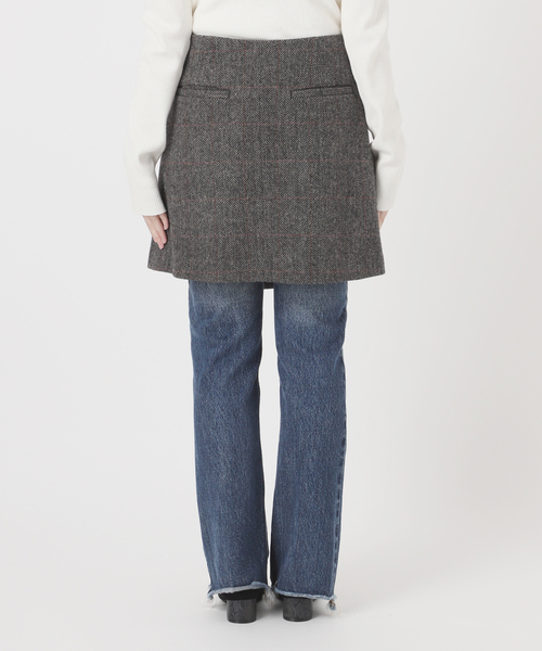 journal standard L'essage（ジャーナルスタンダードレサージュ）の「シェットランドウールチェックラップスカート（スカート・レディース・ブラウン系その他/チャコールグレー・FREE）」の15枚目の写真