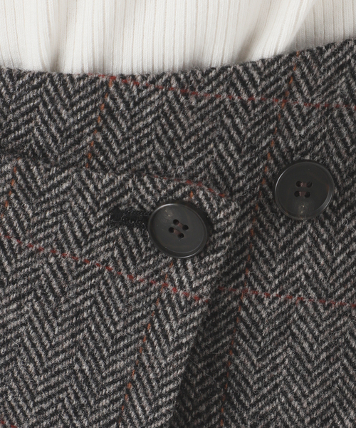journal standard L'essage（ジャーナルスタンダードレサージュ）の「シェットランドウールチェックラップスカート（スカート・レディース・ブラウン系その他/チャコールグレー・FREE）」の21枚目の写真